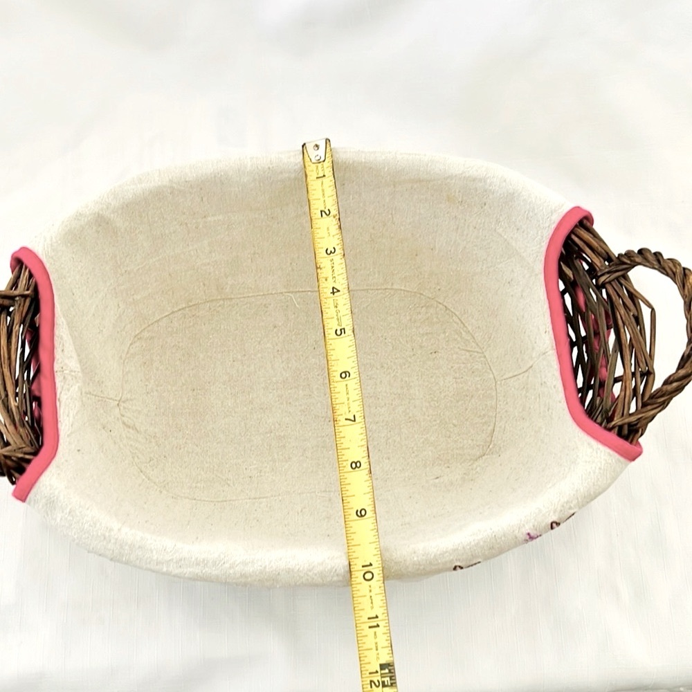 Wicker Basket with Embroidered Bunny Liner - Picture 9 of 10